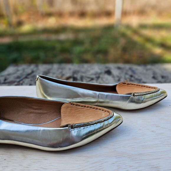 COACH  Walsh Metallic Silver Shoes Flats Loafers Rare Comfy Size 5 B, Pre-owned - Picture 3 of 9